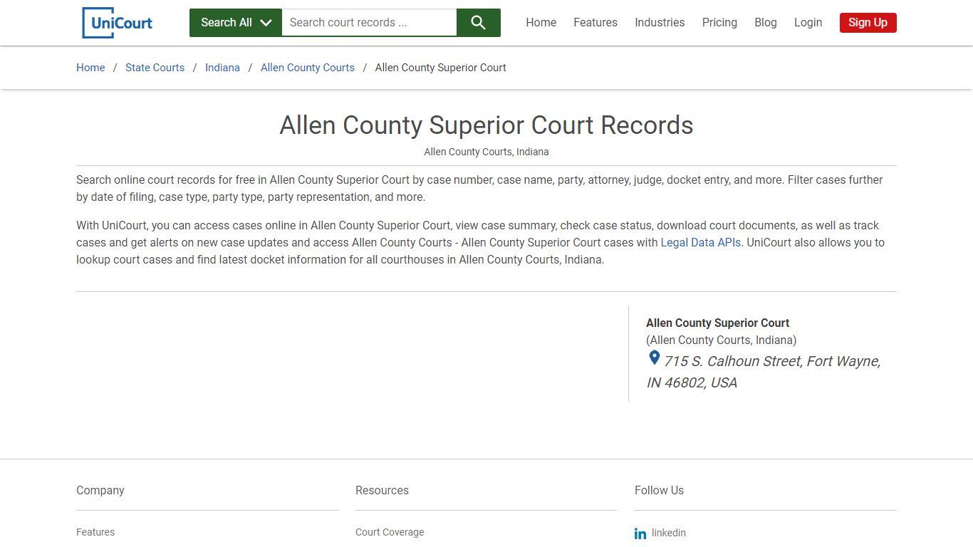 Allen County Superior Court Records | Allen | UniCourt